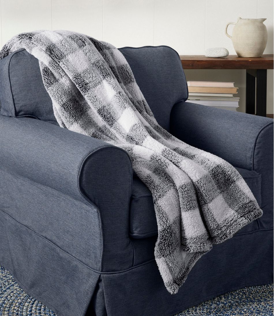 Cozy Plush Throw, Plaid L.L.Bean New