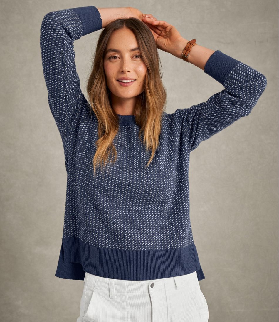 Women's Wicked Soft Cotton/Cashmere Crewneck Sweater, Pattern L.L.Bean Classic