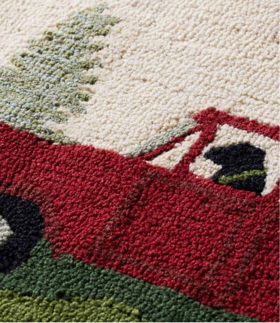 Wool Hooked Novelty Runner, Dog Caravan L.L.Bean New