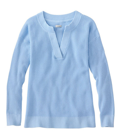 Women's Sunwashed Waffle Sweater, Splitneck L.L.Bean Value