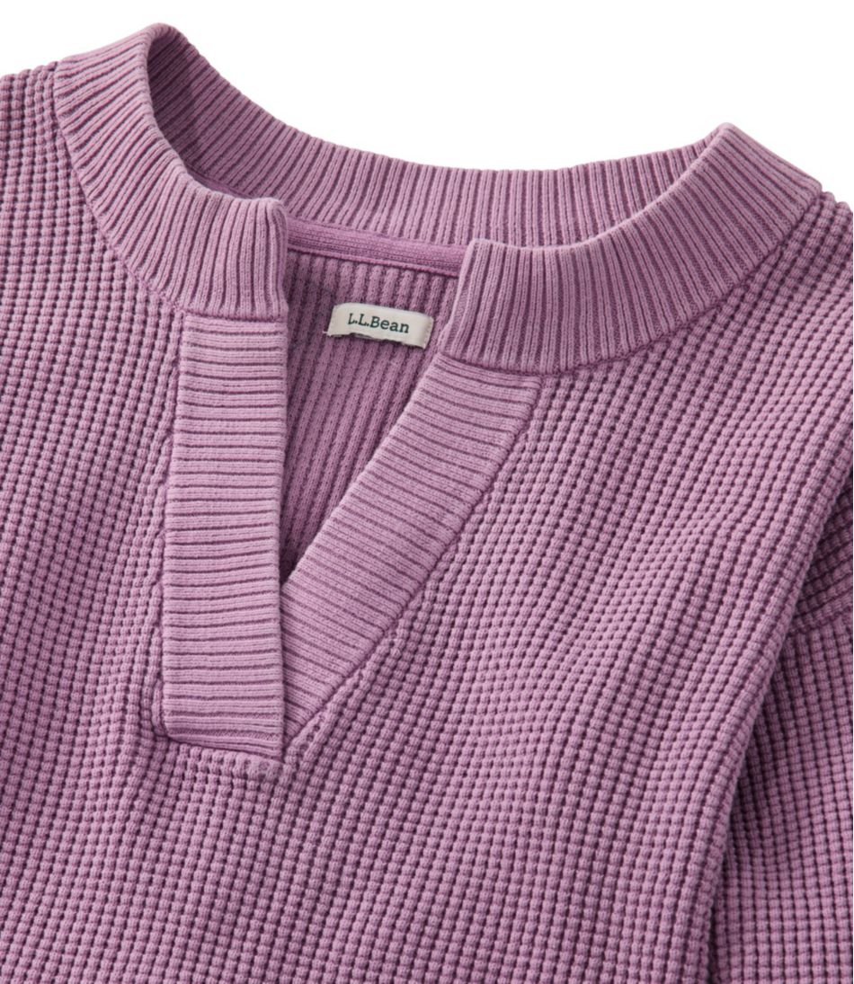 Women's Sunwashed Waffle Sweater, Splitneck L.L.Bean Value