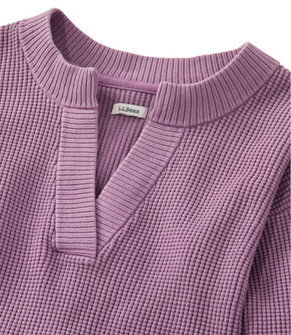 Women's Sunwashed Waffle Sweater, Splitneck L.L.Bean Value