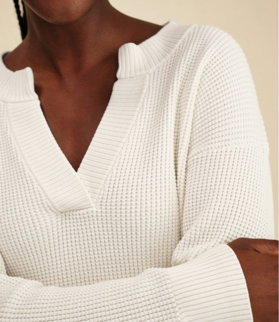 Women's Sunwashed Waffle Sweater, Splitneck L.L.Bean Value