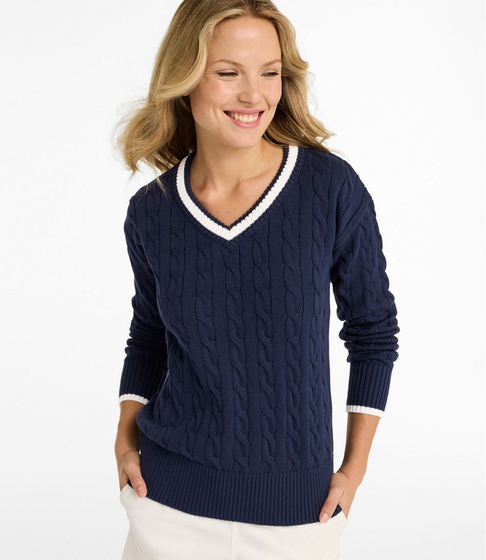 Women's The Original Double L® Sweater, Cable V-Neck L.L.Bean Top Pick
