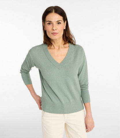 Women's Cotton/Cashmere Sweater, V-Neck L.L.Bean Best Seller