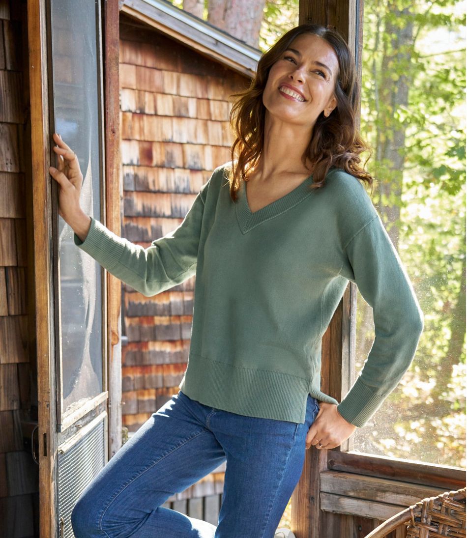 Women's Cotton/Cashmere Sweater, V-Neck L.L.Bean Best Seller