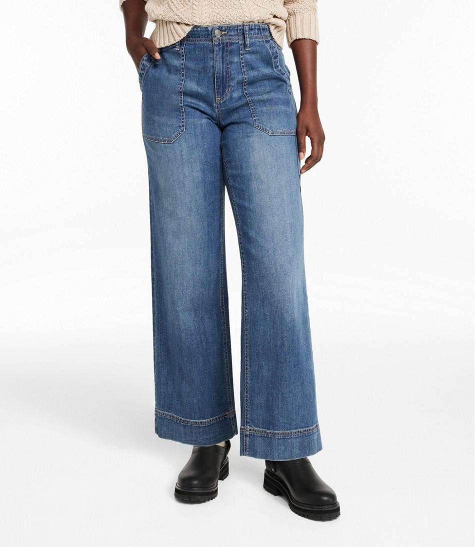 Women's Signature Utility Jeans, Mid-Rise Wide-Leg Ankle L.L.Bean Essential