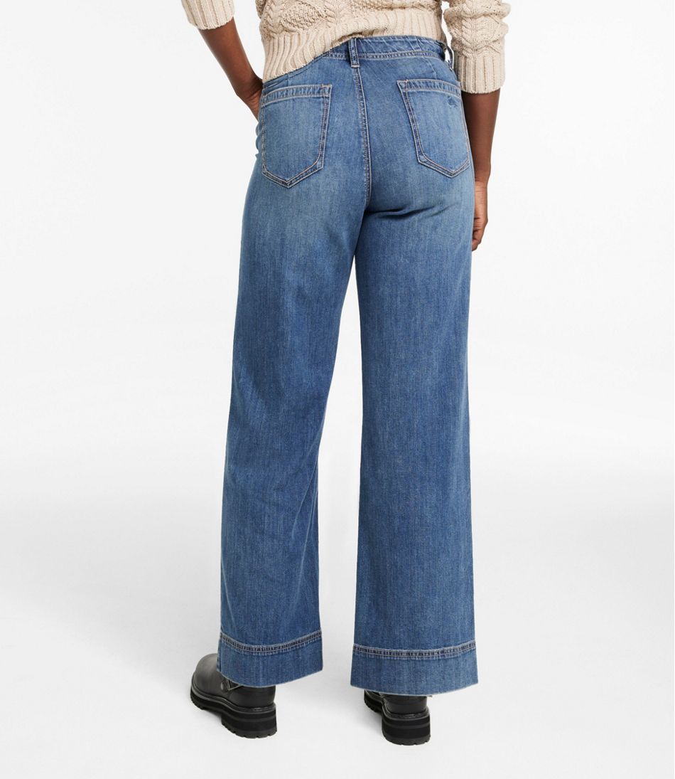 Women's Signature Utility Jeans, Mid-Rise Wide-Leg Ankle L.L.Bean Essential
