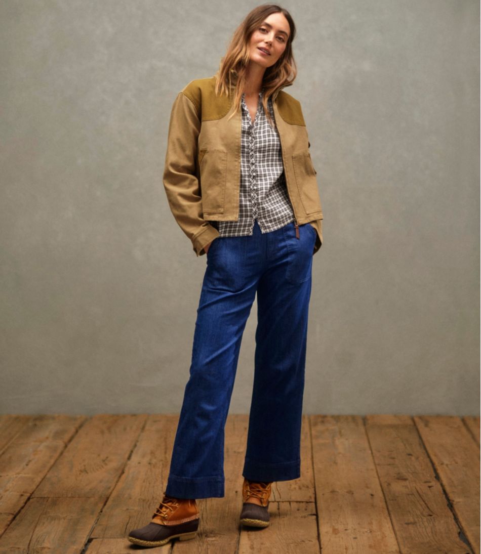 Women's Signature Utility Jeans, Mid-Rise Wide-Leg Ankle L.L.Bean Essential