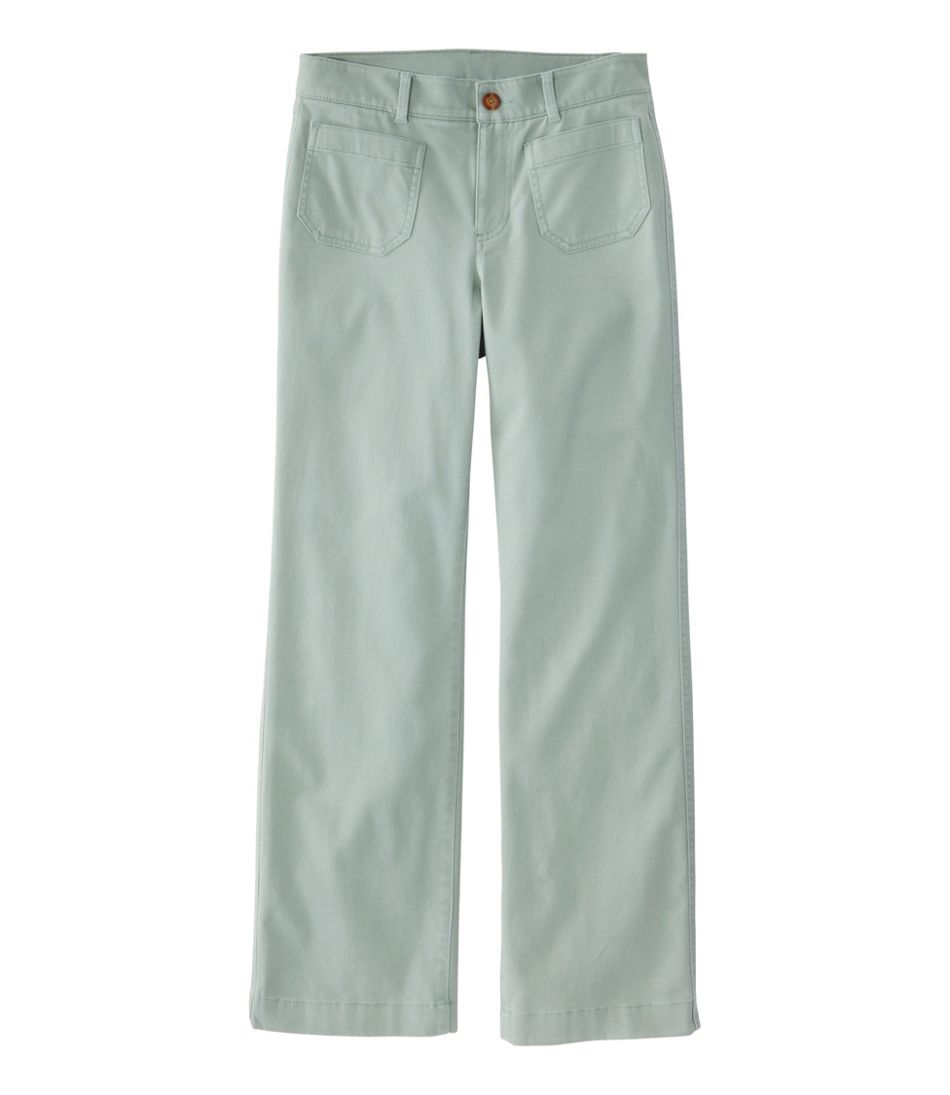 Women's Comfort Stretch Patch Pocket Pants, Mid-Rise Wide Straight-Leg Chino L.L.Bean New