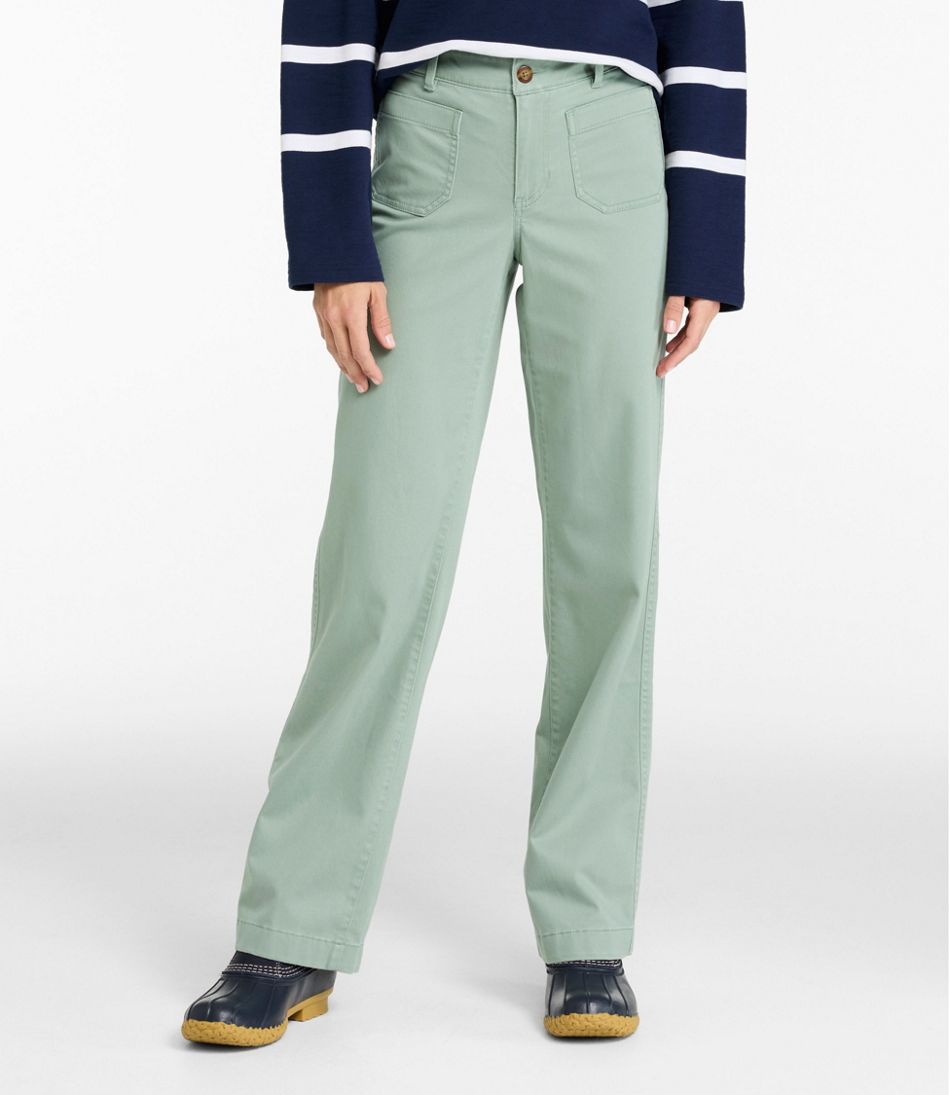 Women's Comfort Stretch Patch Pocket Pants, Mid-Rise Wide Straight-Leg Chino L.L.Bean New