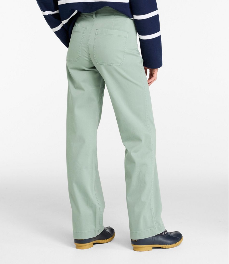Women's Comfort Stretch Patch Pocket Pants, Mid-Rise Wide Straight-Leg Chino L.L.Bean New