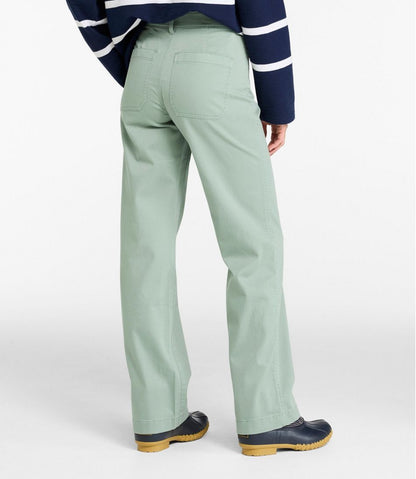 Women's Comfort Stretch Patch Pocket Pants, Mid-Rise Wide Straight-Leg Chino L.L.Bean New