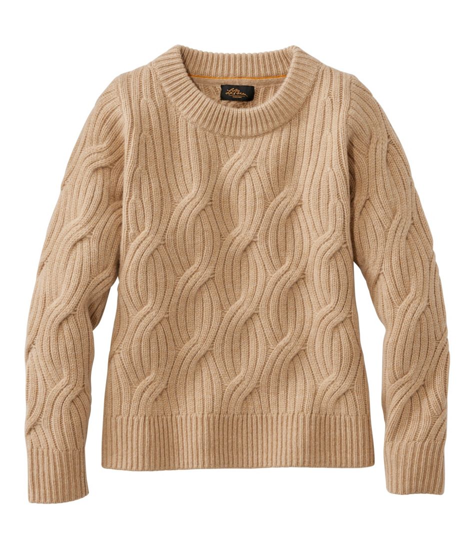 Women's Signature Premium Cashmere Cable Sweater, Crewneck L.L.Bean Classic