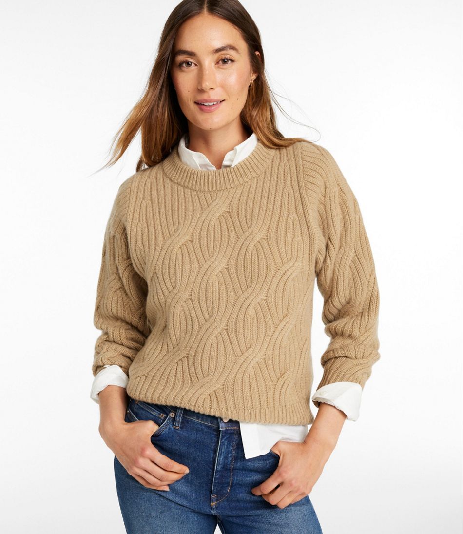 Women's Signature Premium Cashmere Cable Sweater, Crewneck L.L.Bean Classic