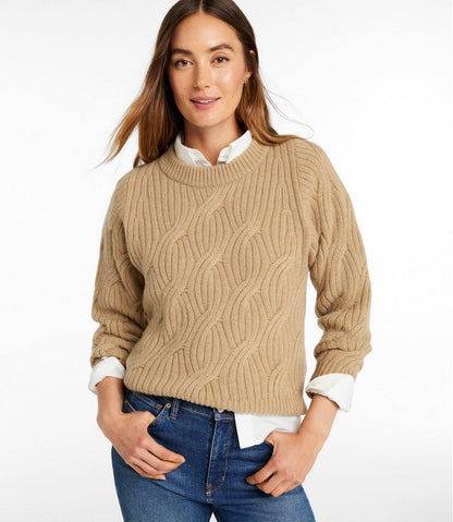 Women's Signature Premium Cashmere Cable Sweater, Crewneck L.L.Bean Classic