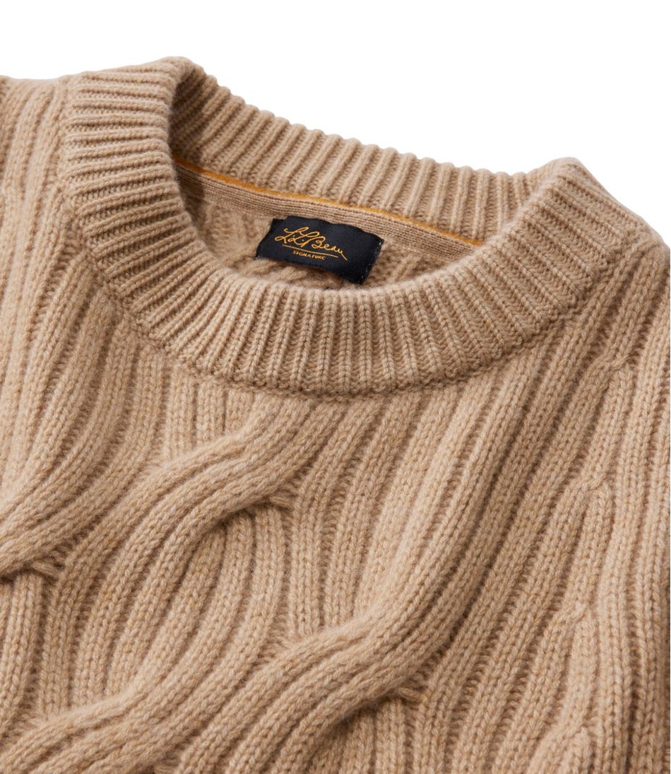 Women's Signature Premium Cashmere Cable Sweater, Crewneck L.L.Bean Classic
