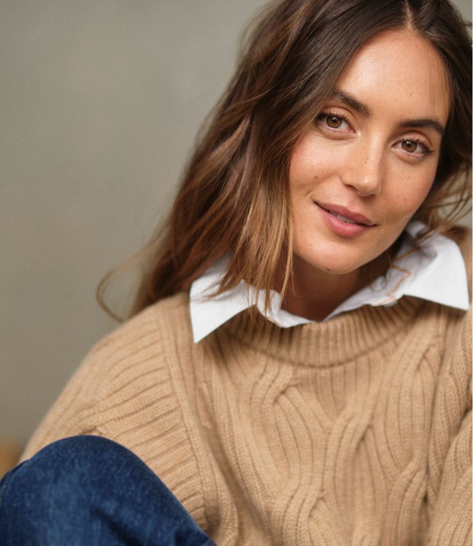Women's Signature Premium Cashmere Cable Sweater, Crewneck L.L.Bean Classic