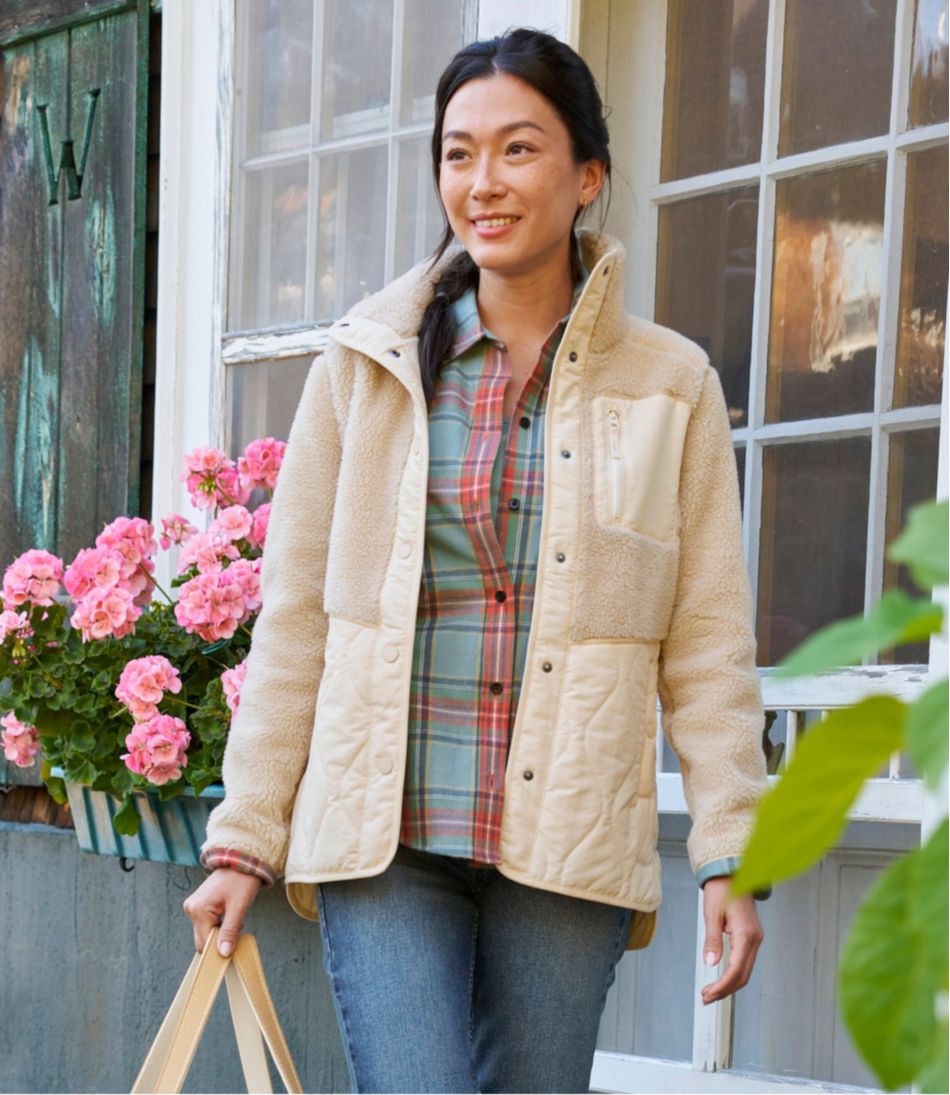 Women's Bean's Mixed Media Sherpa Fleece Jacket L.L.Bean Essential