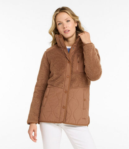 Women's Bean's Mixed Media Sherpa Fleece Jacket L.L.Bean Essential