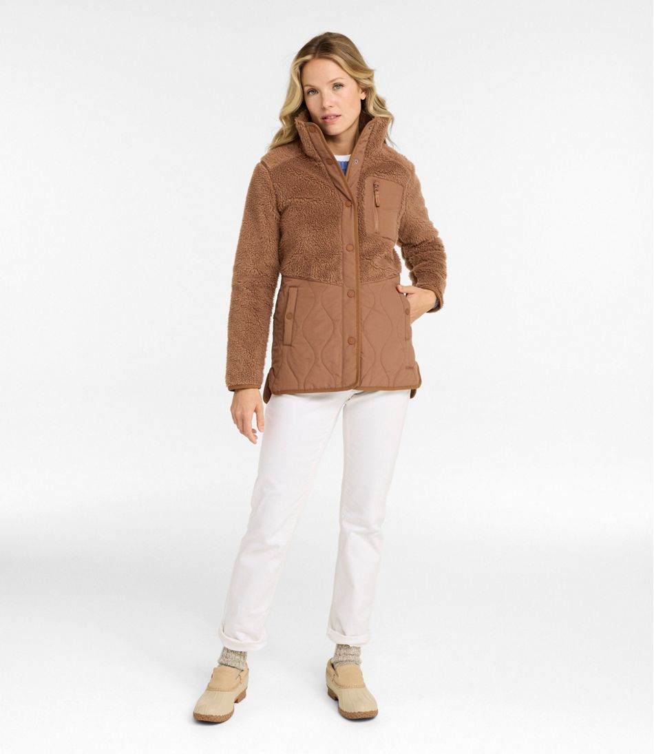 Women's Bean's Mixed Media Sherpa Fleece Jacket L.L.Bean Essential