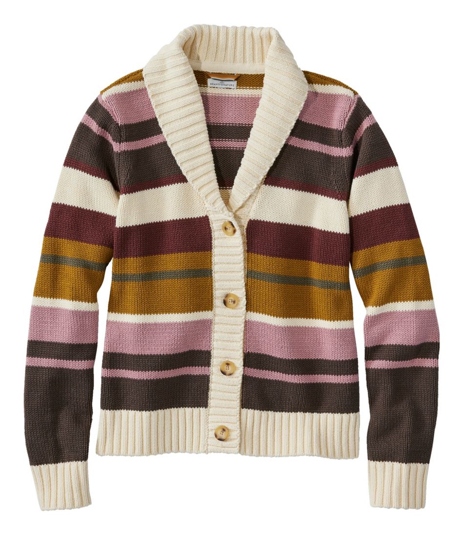 Women's Signature Original Cotton Sweater, Shawl Cardigan Stripe L.L.Bean Recommended