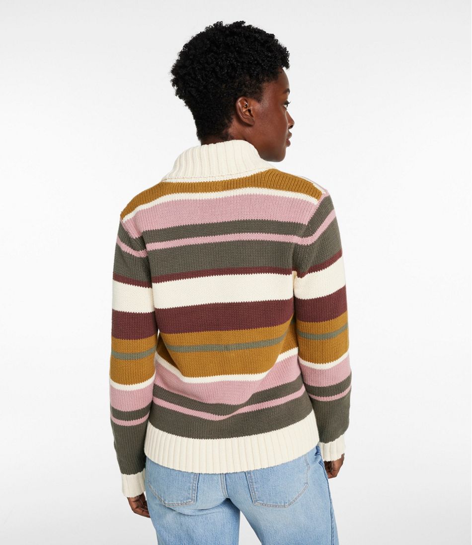Women's Signature Original Cotton Sweater, Shawl Cardigan Stripe L.L.Bean Recommended