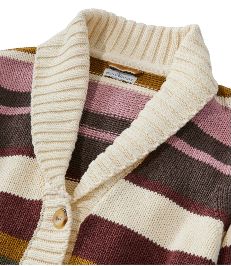 Women's Signature Original Cotton Sweater, Shawl Cardigan Stripe L.L.Bean Recommended