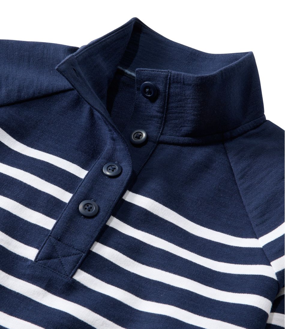 Women's Peaks Island Button Mockneck, Stripe L.L.Bean Everyday