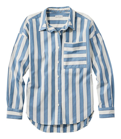 Women's Signature Premium Essential Poplin Shirt, Long-Sleeve Novelty Stripe L.L.Bean Classic
