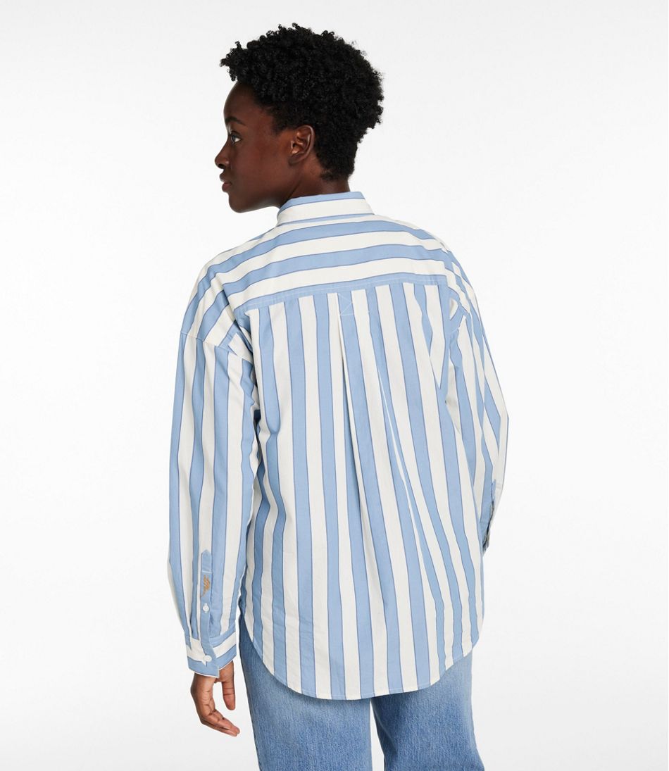 Women's Signature Premium Essential Poplin Shirt, Long-Sleeve Novelty Stripe L.L.Bean Classic