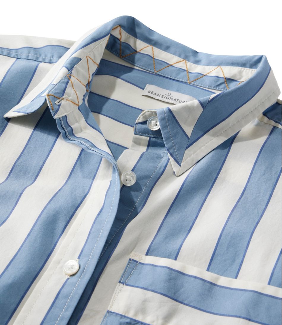 Women's Signature Premium Essential Poplin Shirt, Long-Sleeve Novelty Stripe L.L.Bean Classic