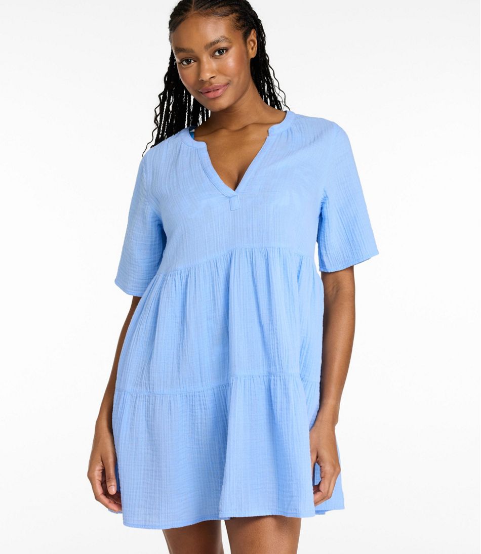Women's Cloud Gauze Cover-Up Tiered Dress, Print L.L.Bean Everyday