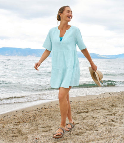 Women's Cloud Gauze Cover-Up Tiered Dress, Print L.L.Bean Everyday