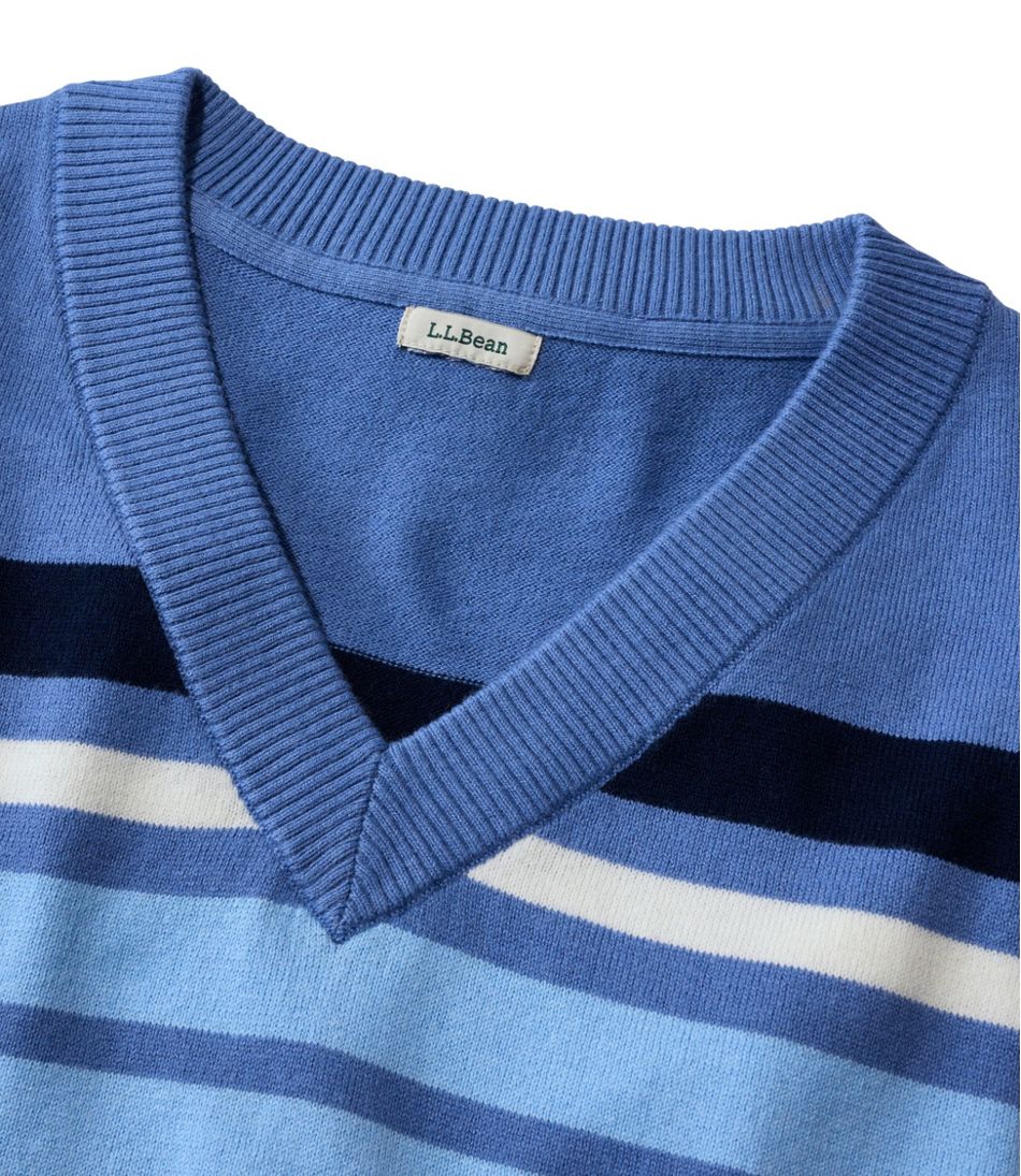 Women's Cotton/Cashmere Sweater, V-Neck Stripe L.L.Bean Everyday