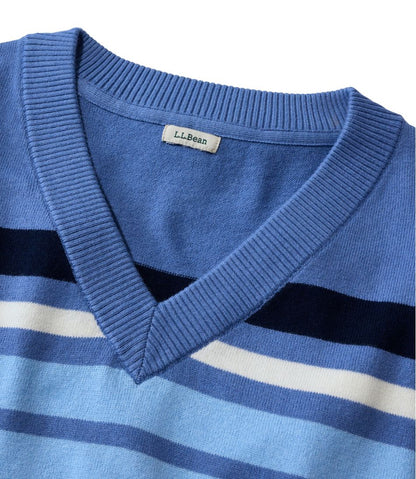 Women's Cotton/Cashmere Sweater, V-Neck Stripe L.L.Bean Everyday