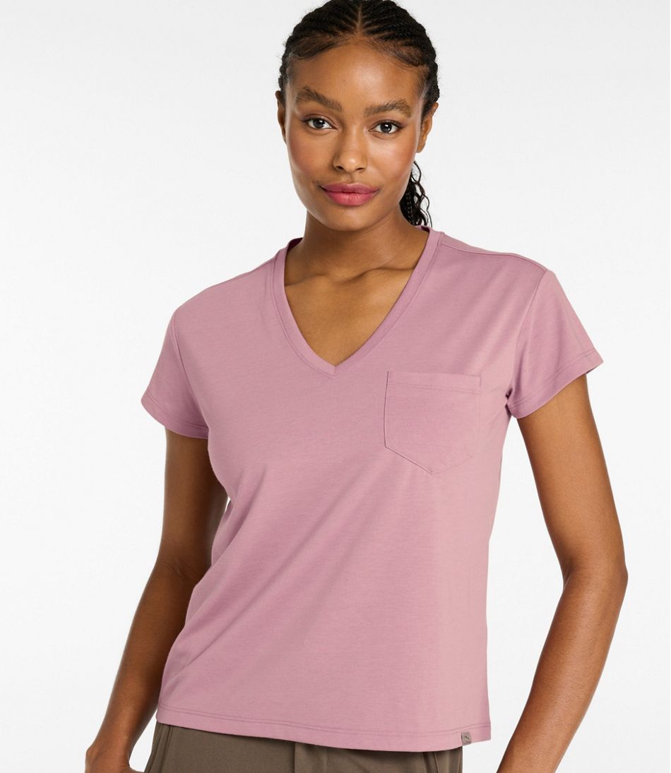Women's Mountainside V-Neck Pocket Tee, Short Sleeve L.L.Bean Premium