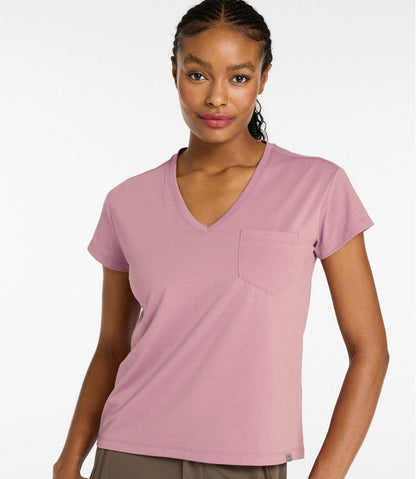 Women's Mountainside V-Neck Pocket Tee, Short Sleeve L.L.Bean Premium
