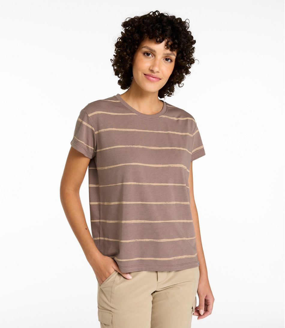 Women's Mountainside Crewneck Tee, Short-Sleeve Stripe L.L.Bean Popular