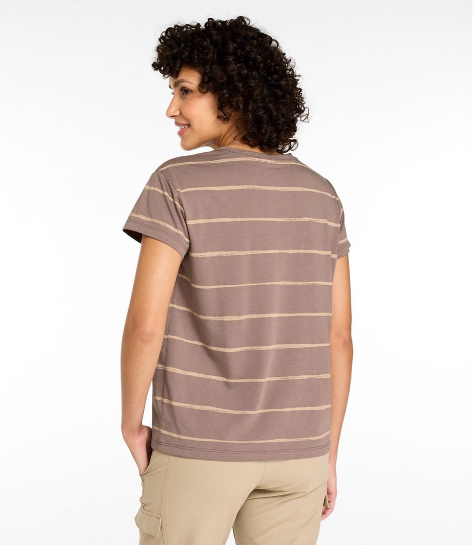 Women's Mountainside Crewneck Tee, Short-Sleeve Stripe L.L.Bean Popular