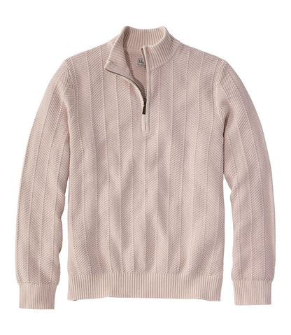 Men's Sunwashed Textured Cotton Sweater, Herringbone 1/4 Zip L.L.Bean Recommended