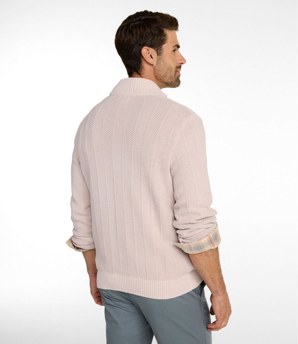 Men's Sunwashed Textured Cotton Sweater, Herringbone 1/4 Zip L.L.Bean Recommended