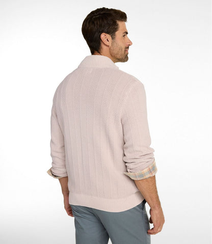 Men's Sunwashed Textured Cotton Sweater, Herringbone 1/4 Zip L.L.Bean Recommended