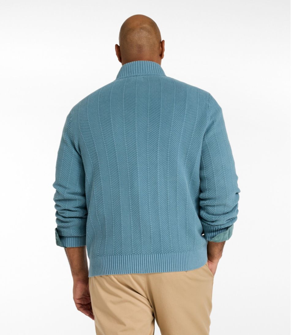 Men's Sunwashed Textured Cotton Sweater, Herringbone 1/4 Zip L.L.Bean Recommended