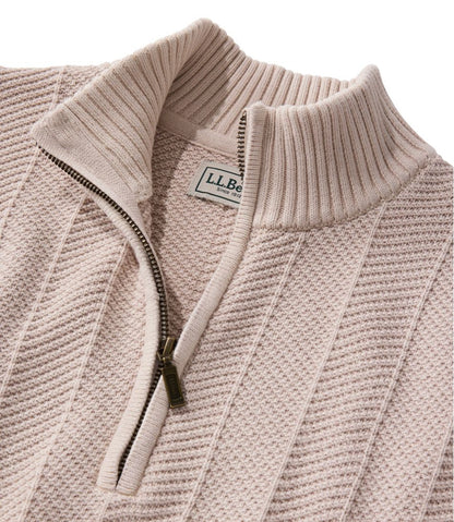 Men's Sunwashed Textured Cotton Sweater, Herringbone 1/4 Zip L.L.Bean Recommended