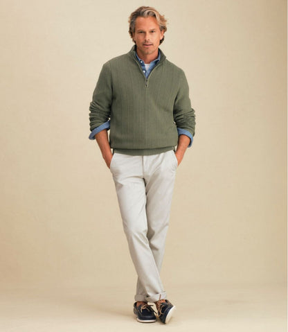 Men's Sunwashed Textured Cotton Sweater, Herringbone 1/4 Zip L.L.Bean Recommended