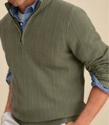 Men's Sunwashed Textured Cotton Sweater, Herringbone 1/4 Zip L.L.Bean Recommended