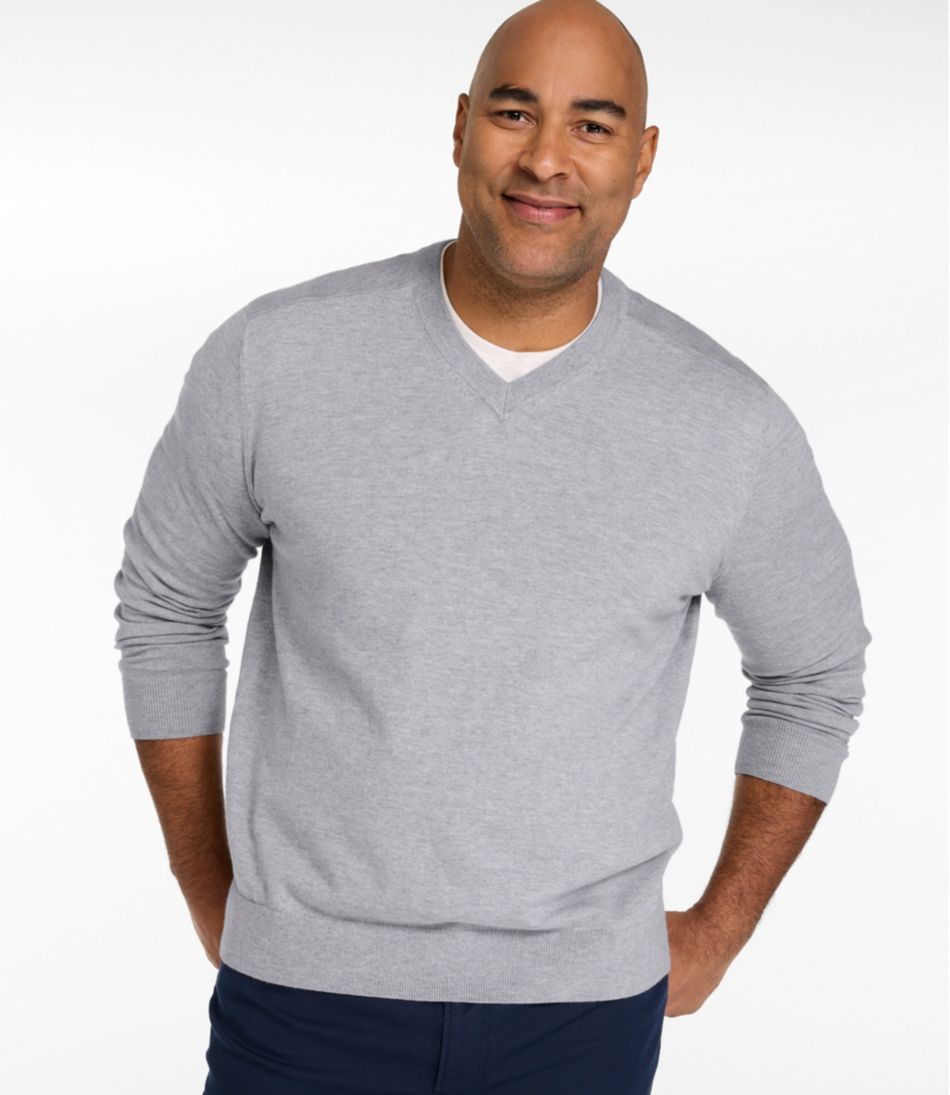 Men's All Seasons Cotton Blend Sweater, V-Neck L.L.Bean Value