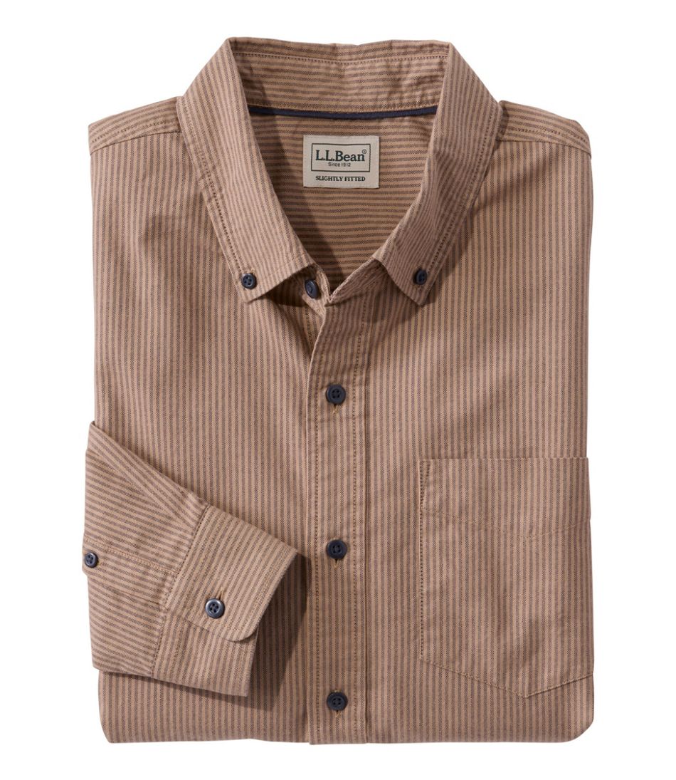 Men's Sunwashed Oxford Shirt, Slightly Fitted Untucked Fit, Stripe L.L.Bean New