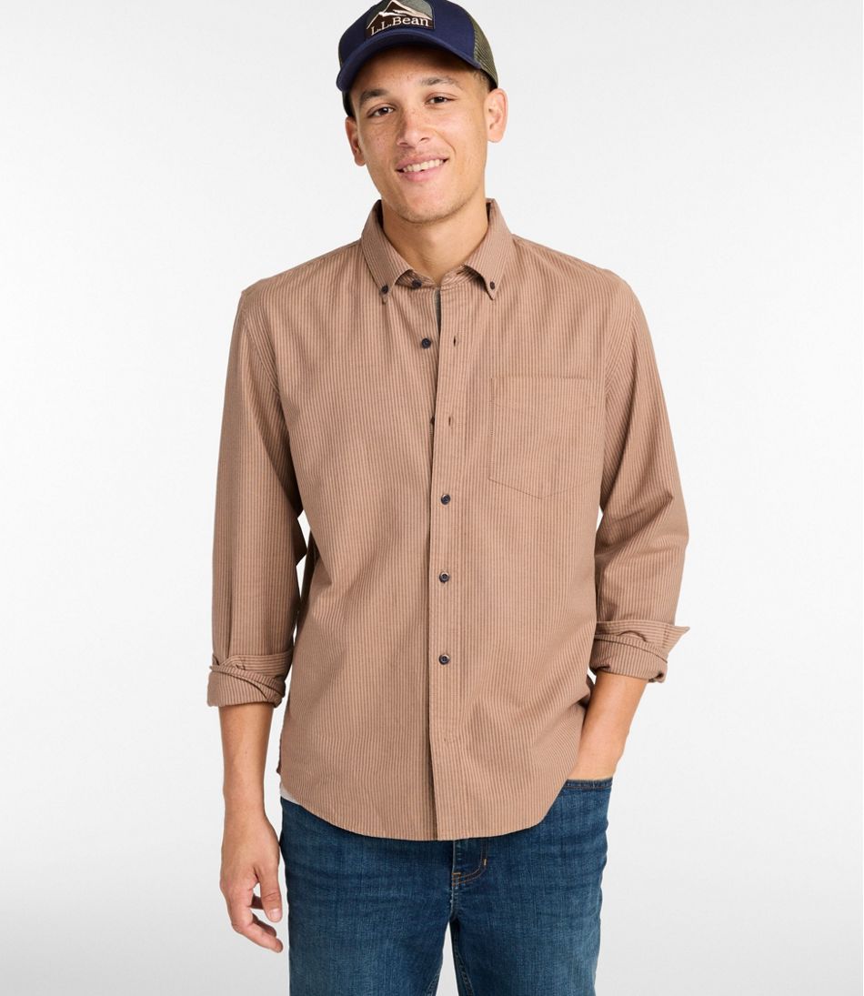 Men's Sunwashed Oxford Shirt, Slightly Fitted Untucked Fit, Stripe L.L.Bean New